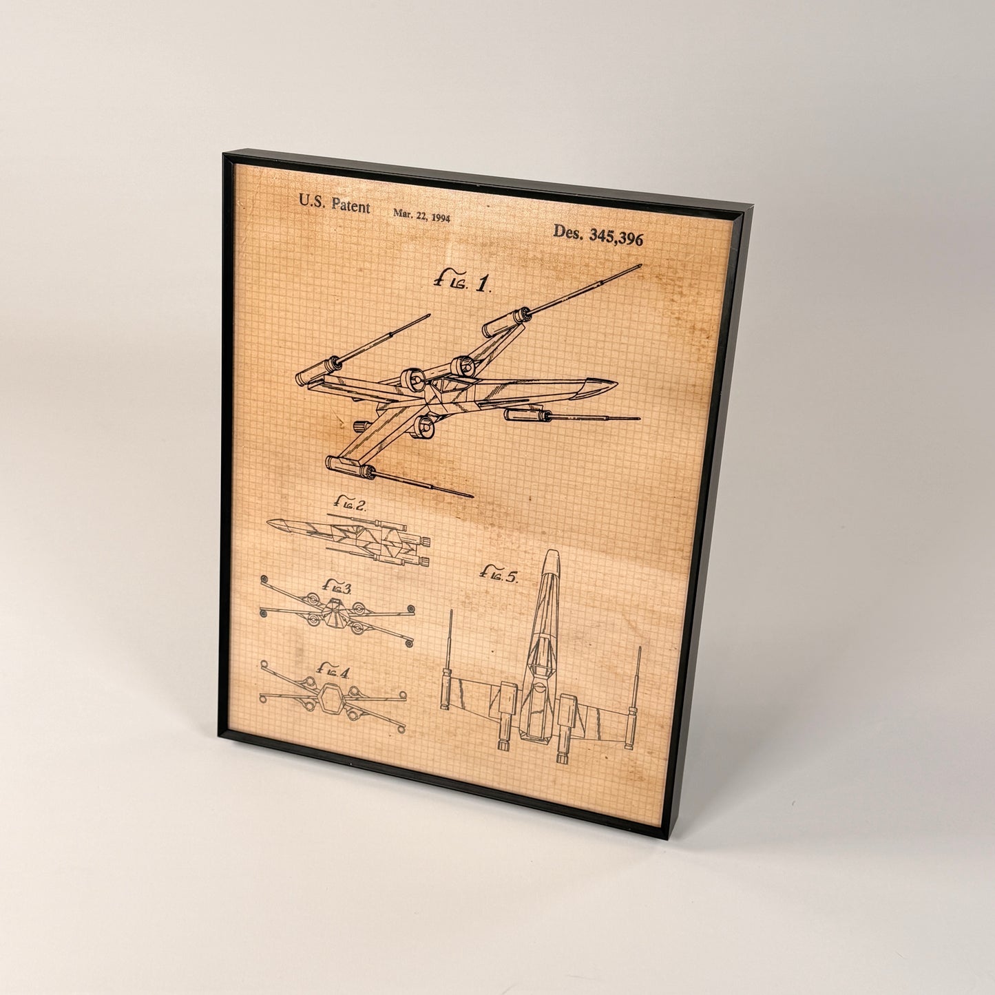X-Wing Fighter Patent Art Print — Black Frame