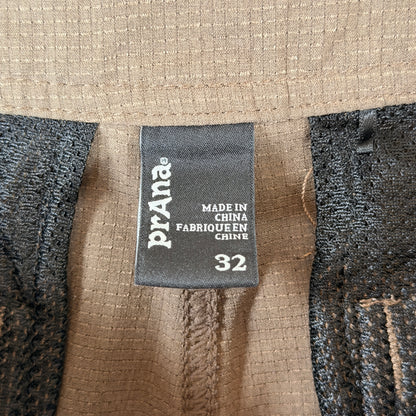 Prana Olive Brown Ripstop Hiking Shorts — 32"