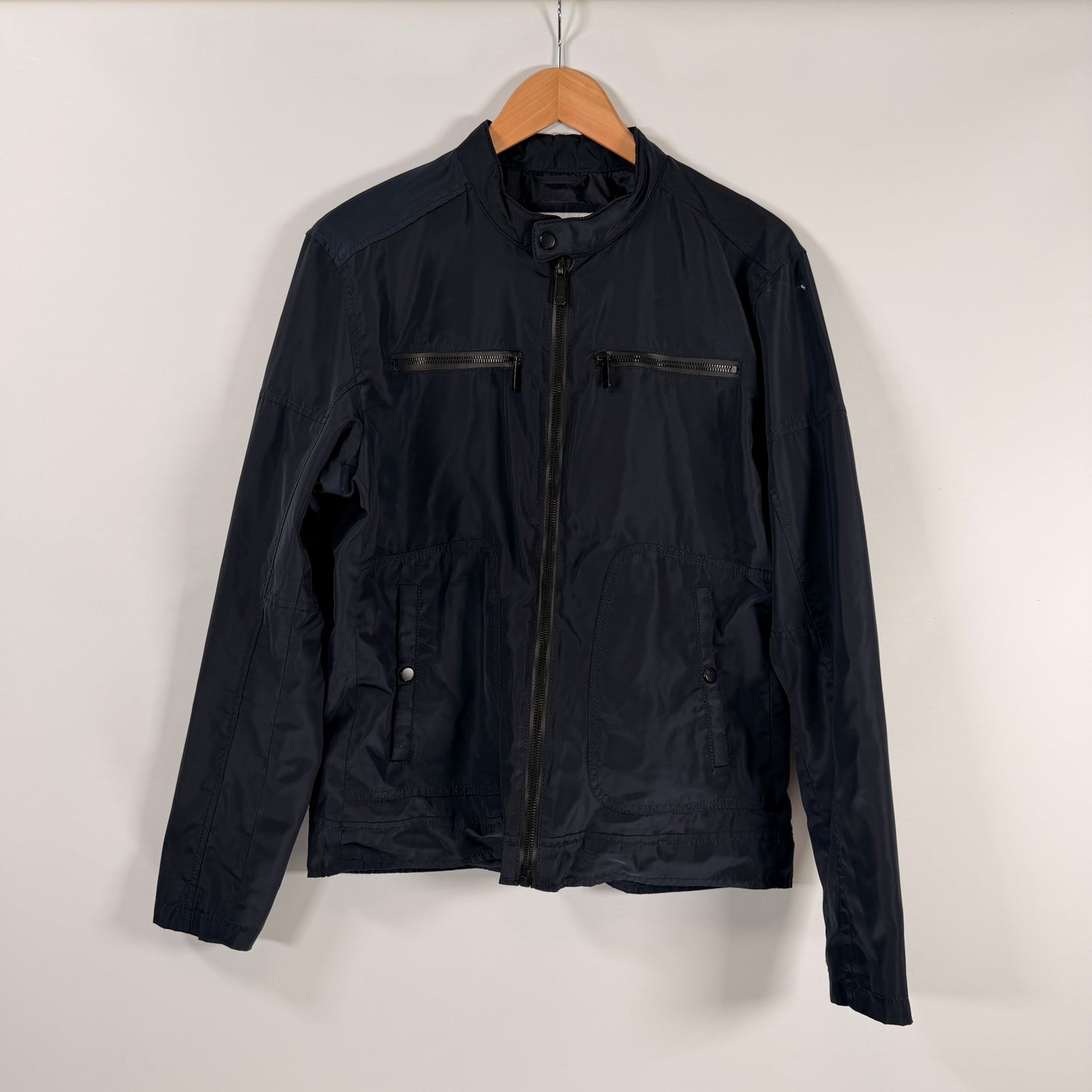 Zara Black Lightweight Moto Zip Jacket — Size M