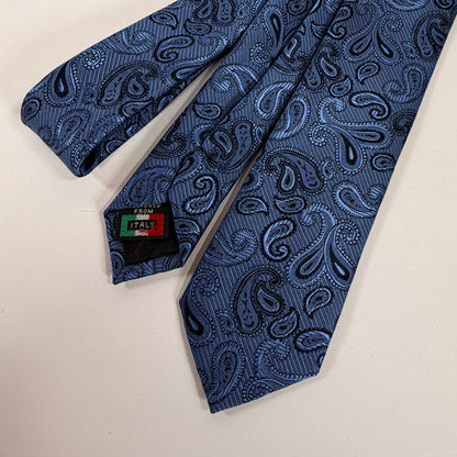 Blue paisley silk tie