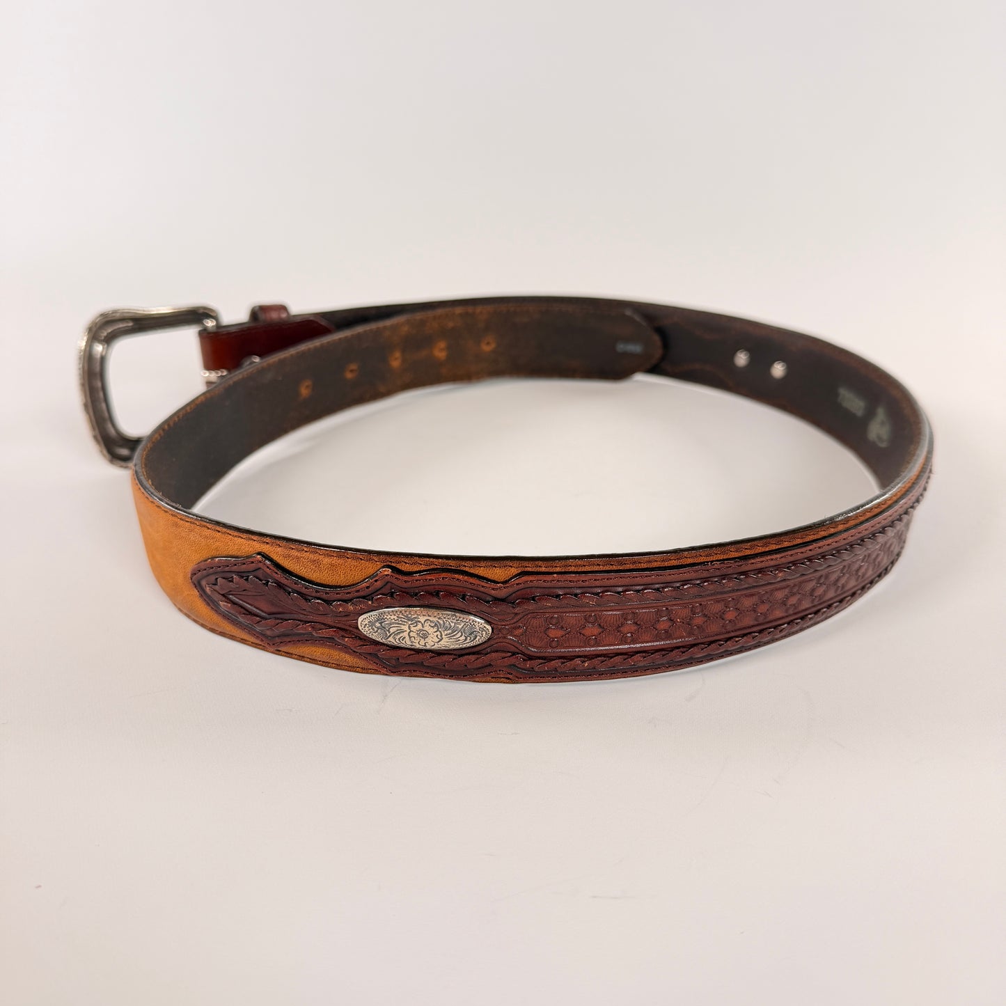 Tan Tooled Leather Western Belt