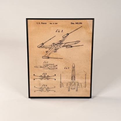X-Wing Fighter Patent Art Print — Black Frame