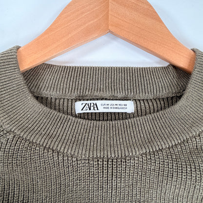 Zara Ribbed Knit Crewneck Sweater — Size M